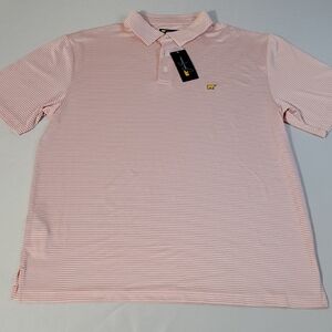 Jack Nicklaus NWT Classic Pink Striped Moisture Wick SPF Stretch Golf Polo Sz Lg